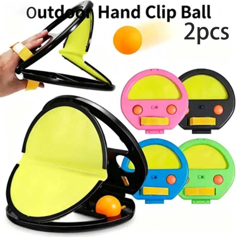 2pcs Hand Catch Ball Game Set, Self-Closing Racket with Ping Pong Balls, Multi-Color, Suitable for Teens and Adults, Outdoor Activities