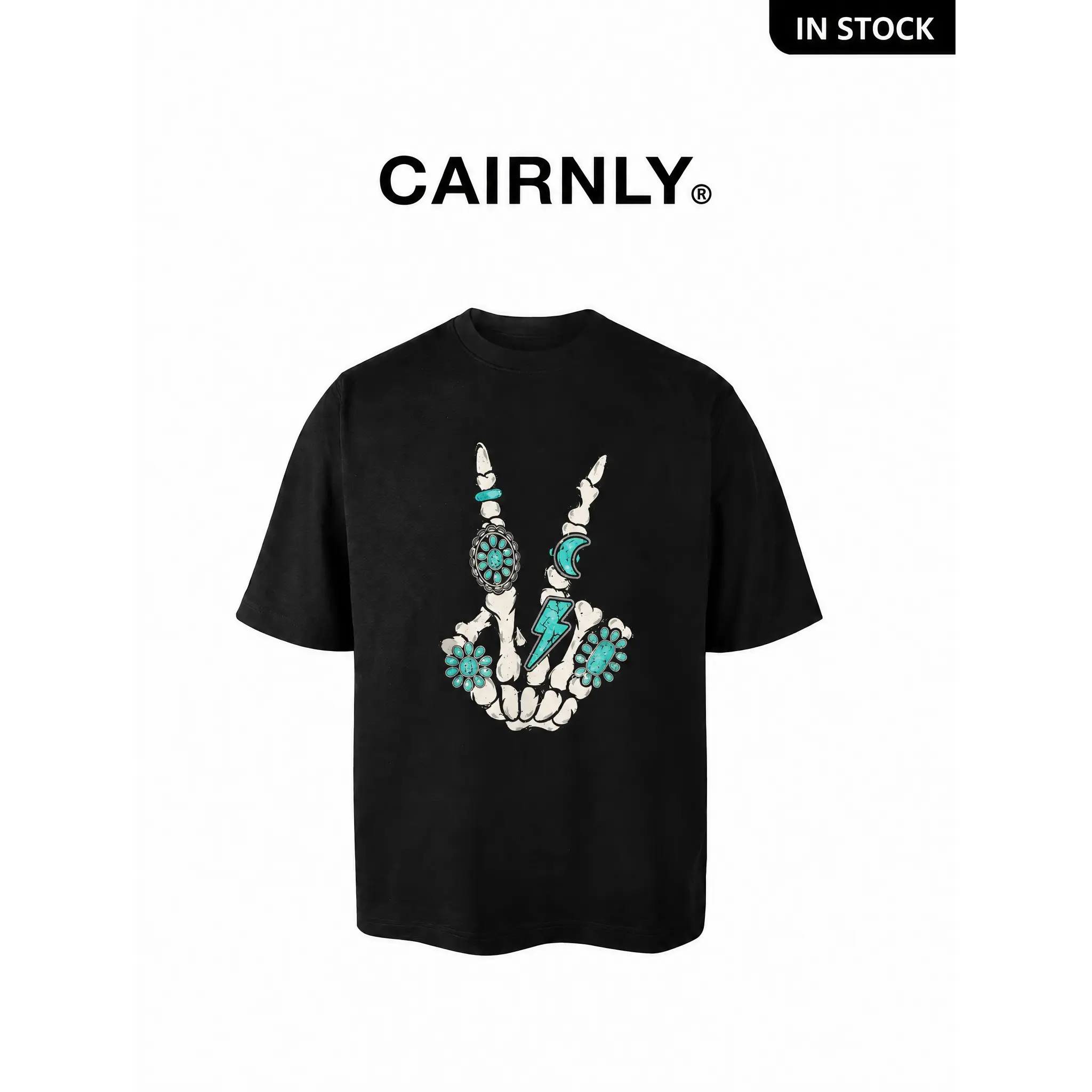 Skeleton Turquoise Hand Western Rodeo Cowboy Cowgirl Graphic Tee for Women Short Sleeve Crew Neck Pullover Shirt Breathable Comfort Fit Casual Top for All Seasons Classic Vintage Style Blouse