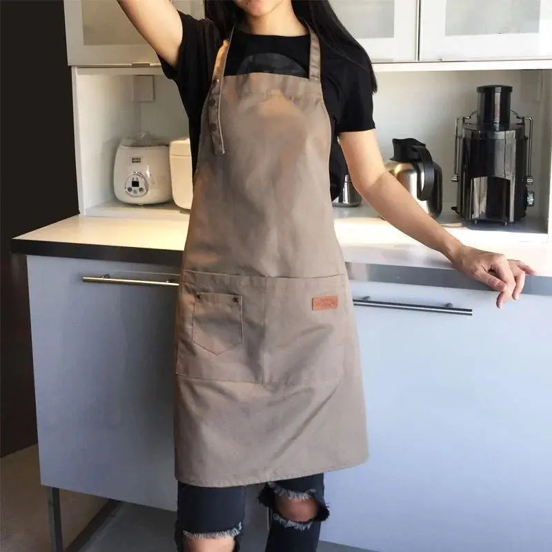 Canvas Fashion Kitchen Aprons Waterproof Chef Apron Cafe Apron for Woman Men Grill Bar Shop Beauty Nails Studios WQ003