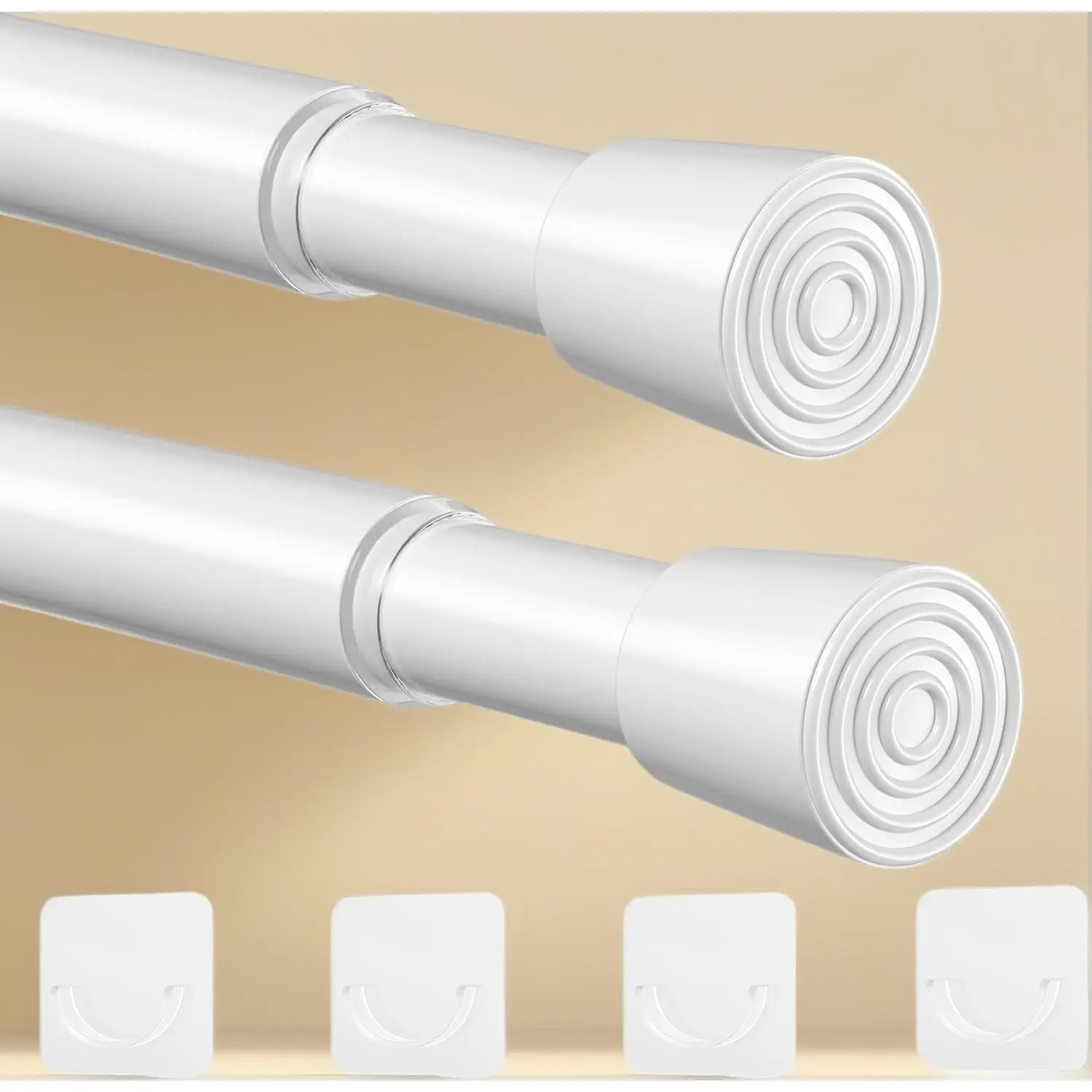 2 Pack Spring Tension Curtain Rod 17-41 Inch White Tension Rod Extendable Curtain Rod No Drilling Adjustable Spring Loaded Curtain Rods Tension Rods For