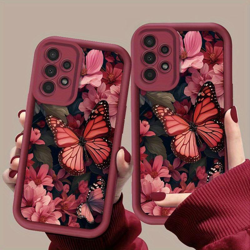 Phone Case: Samsung Butterfly Blooming Flower Pattern Phone Case, Suitable for Samsung Galaxy S26 S25 S24 S23 S22 S21 Fe Plus Ultra A13 A14 A15 A16 A17 A33 A34 A35 A36 A52 A53 A54 Note20