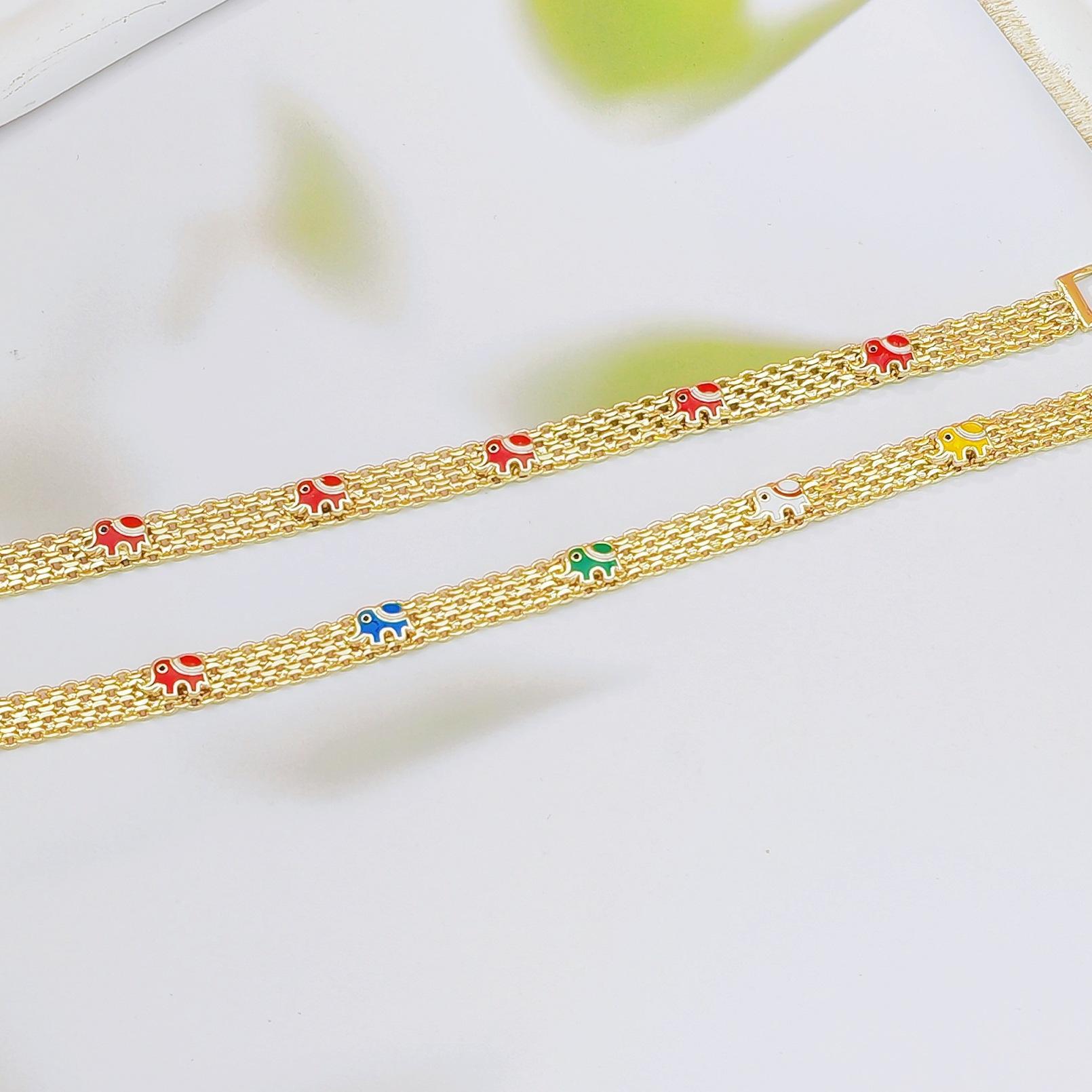 Light Luxury Bohemian Colorful Lucky Elephant Bracelet, Niche High-End Design, Stylish Versatile Fashion Jewelry for Daily & Festival Wear