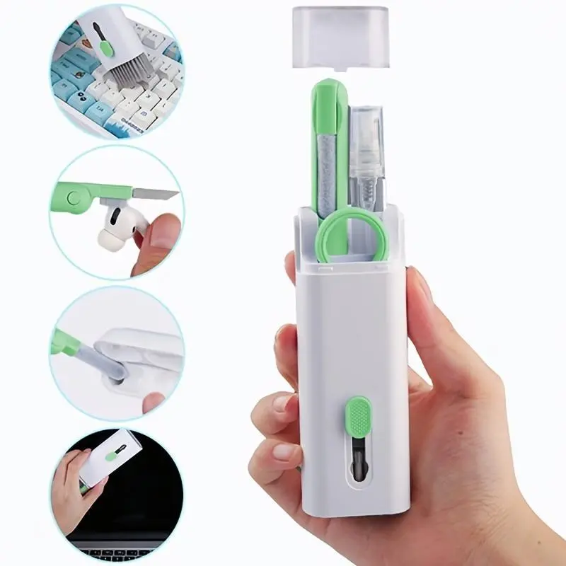 [1pc 7-in-1 Multifunctional Cleaning] 1pc 7-in-1 wireless headphone cleaning pen, earplug cleaning pen, keyboard cleaner, earplug cleaning brush, laptop screen, keyboard, headphone cleaning kit, multifunctional cleaning brush tool, key remover