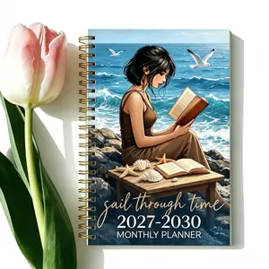 2027-2030 Monthly Planner/Calendar - January 2027 to December 2030, 4-Year Monthly Planner, Time Girl Reading Theme Cover Design Notebook, Yearly Calendar Planning, Monthly Tabs, 48-Month Calendar, 5.5 x 8.3 inch Thickened Paper, Elastic Cover, Durable Do