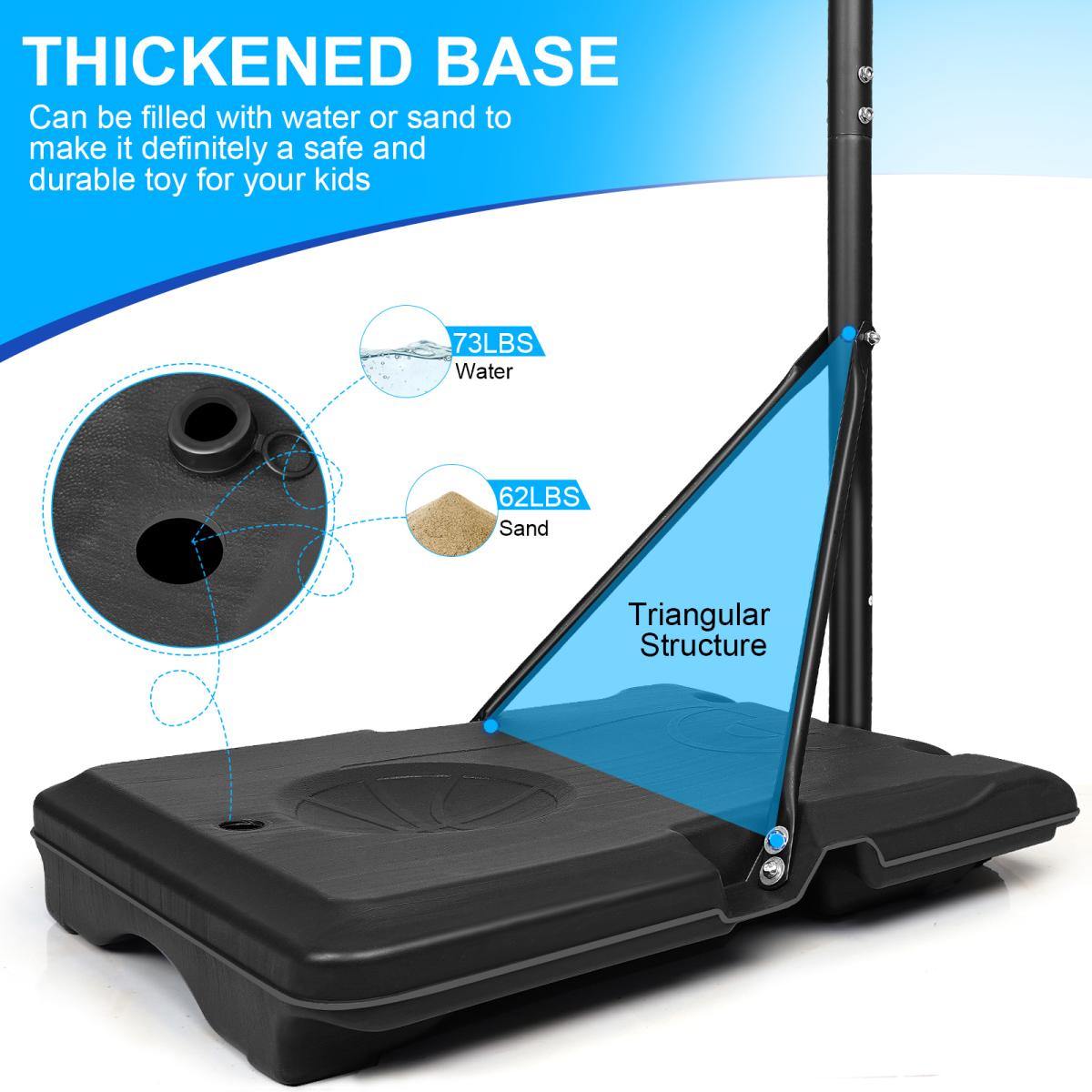 [Fahuac] Portable Basketball Hoop Height Adjustable 5.6-7ft - 28x18in Polycarbonate Backboard, Heavy-Duty Steel Frame, Water/Sand Fillable Base, Indoor Outdoor for Kids.