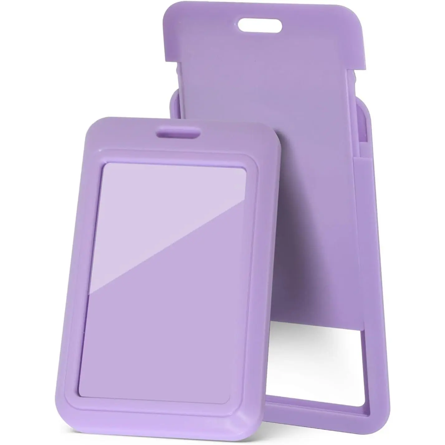 2 count Sliding Vertical ID Badge Holder with Clear Badge Protectors, and Lightweight Hard Plastic Card Holders, Durable and Easy Access Design for ID Badges, Name Tags, and Access Cards,
