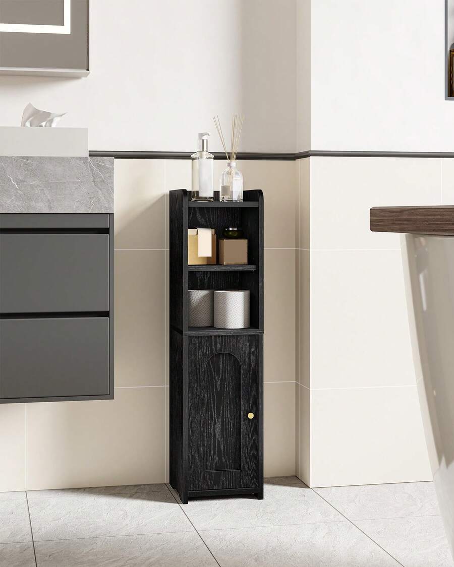 Bathroom Storage Cabinet, Corner Floor Cabinet With Doors And Adjustable Shelf, Narrow Toilet Paper Cabinet, Bathroom Organizer For Small Spaces, Room Decor