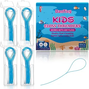 Oral Dental Floss Threaders for Preteens, Deep-Clean Orthodontic Floss for Braces and Bridges, 200PCS (4-Pack)