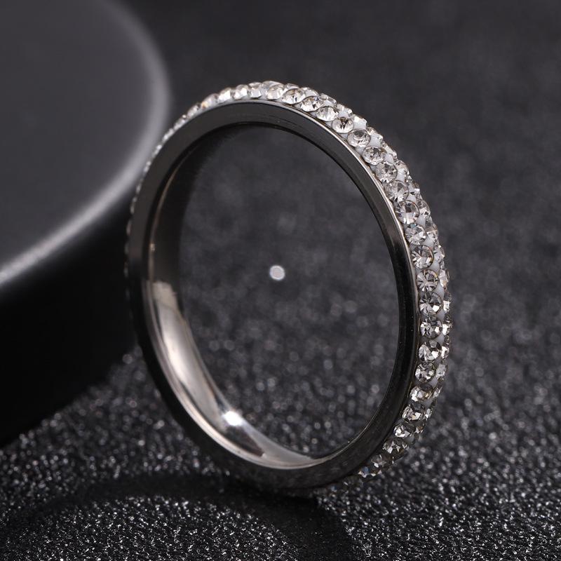 Titanium steel ring for women, niche high-end five-row ceramic full-diamond ring, stainless steel jewelry
