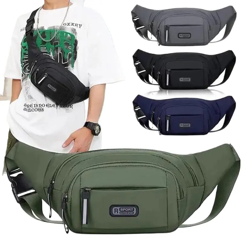 Unisex Adults Durable Oxford Nylon Waist Pack - Adjustable Strap, Secure Zip, Lightweight, Unlined, Customizable Fit, Slim Profile, Crossbody Bag for Outdoor Use, Running