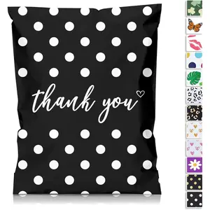 Thank You Poly Mailer 10x13 25 Pack - Shipping Bags for Clothing, Strong Thick and Self Adhesive Shipping Envelopes - Cute Packaging Bags for Small Business - White Polka Dots