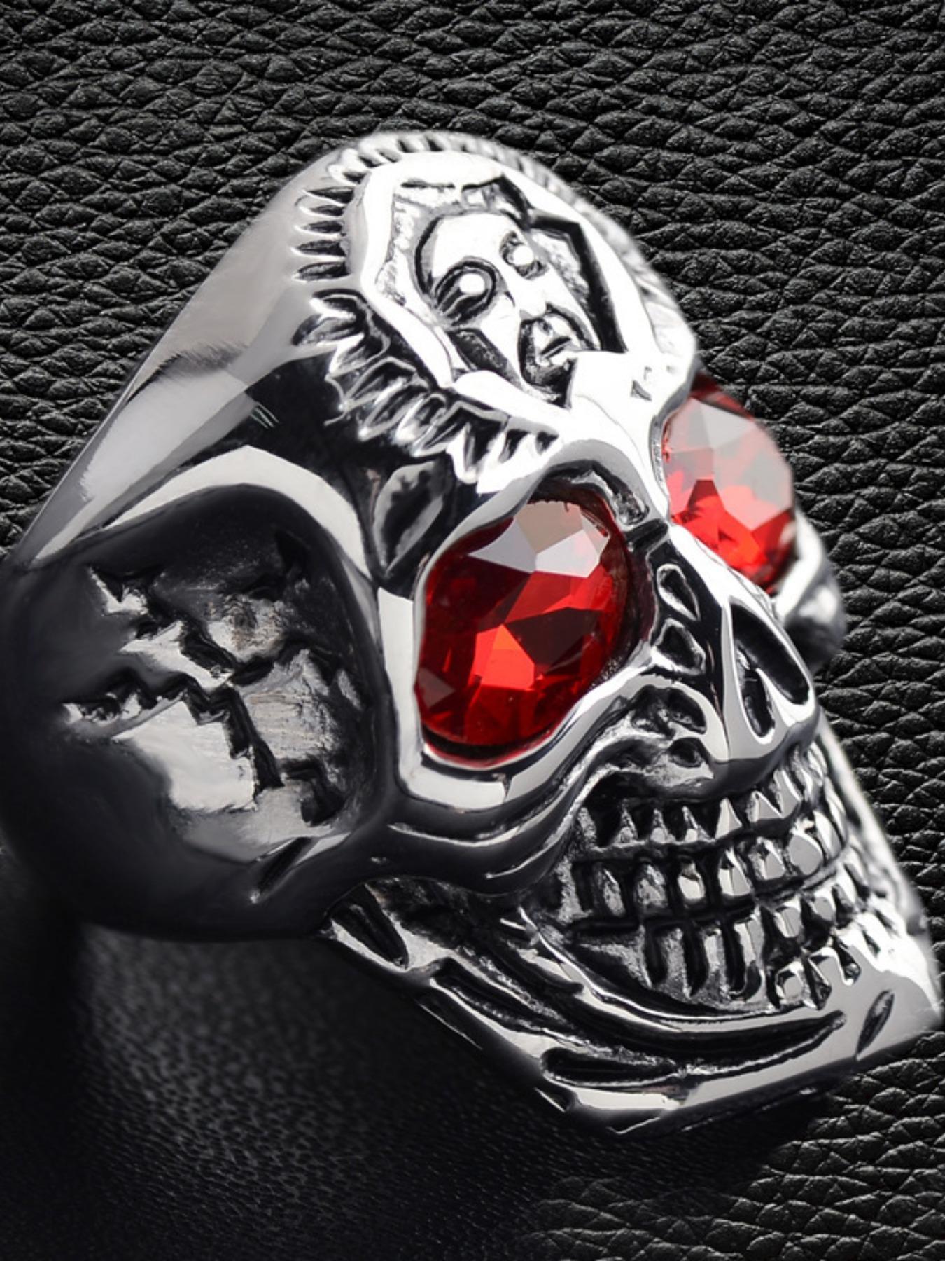 Creative Fashionable Red Eyes Skull Design Ring, Death's Head Metal Ring, Fashion Jewelry Accessories for Women & Men, Punk Style Ring, Dark Aesthetic Rings