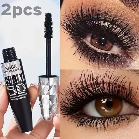 2pcs 5D Black Beauty Mascara, Volumizing enhancing mascara, Mascara Volume And Length Waterproof, Lengthening and curling, suitable for all skin types, hypoallergenic, delivers voluminous lashes, waterproof and sweat-resistant, enhances eye allure