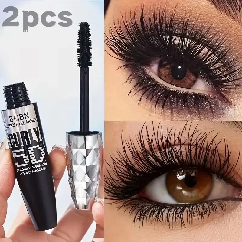 2pcs 5D Black Beauty Mascara, Volumizing enhancing mascara, Mascara Volume And Length Waterproof, Lengthening and curling, suitable for all skin types, hypoallergenic, delivers voluminous lashes, waterproof and sweat-resistant, enhances eye allure