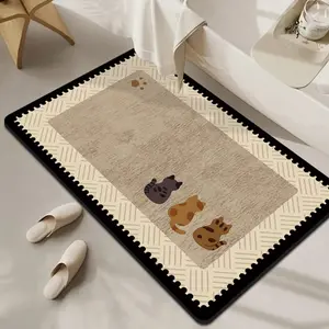 Thick Absorbent Bath Mat, Super Absorbent Non-Slip Rug, Quick Dry Durable, Easy to Clean, Suitable for Bathtub, Shower Room, Home Bathroom Floor Pad