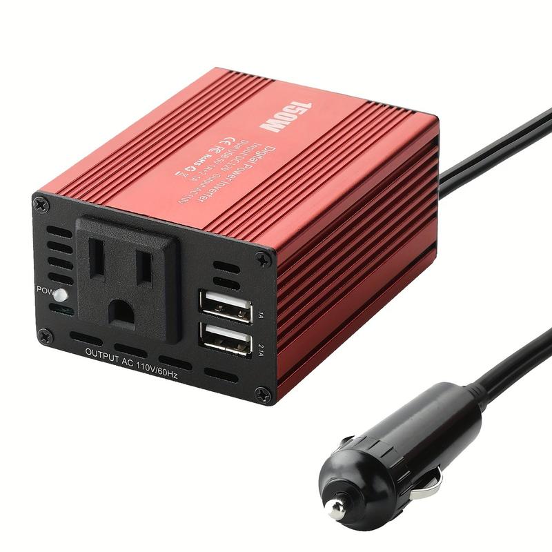 Power Inverter, Compact DC 12V to AC 110V Converter with Fast 3.1A Dual USB Charging, USB Car Charger, 150W Car Power Inverter, Adapter for Convenient Travel, Car Gadgets