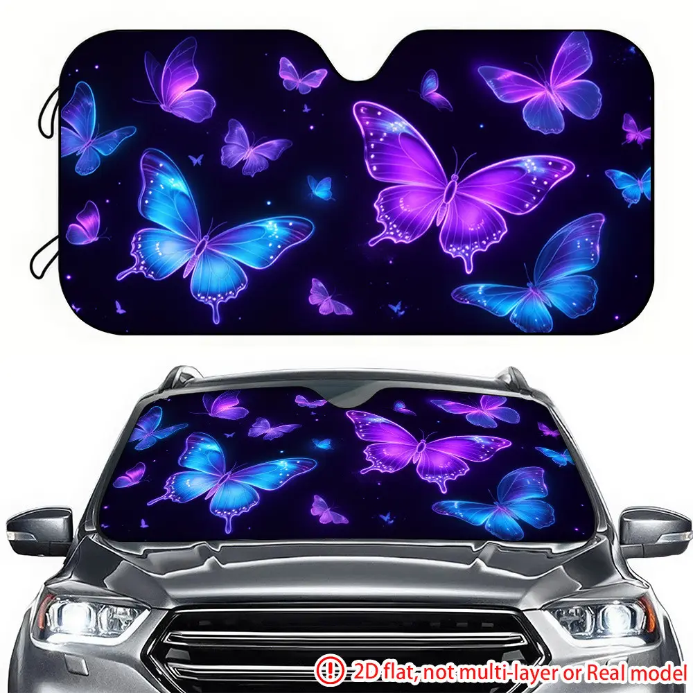 Night Butterfly Windshield Sun Shade,Foldable Design Windshield Sun Shade UV Protection Keeps Interior Cooler Fit for Cars, Trucks & SUVs