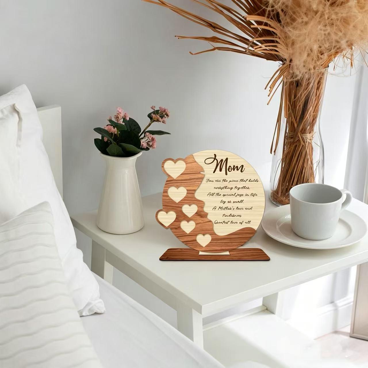 Mother's Day gift photo frame decoration - hollow wooden ornament - heartwarming mother's love message - suitable for birthdays and Mother's Day, adaptable to various occasions