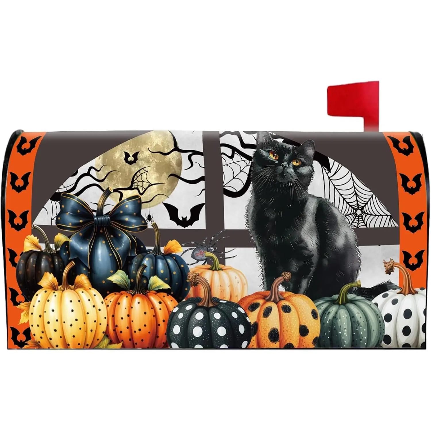 Halloween Mailbox Covers, Fall Pumpkin Black  Mail Box Cover |  Standard Size, 21"x18", Halloween  Letter Box Covers, Holiday Outdoor Garden Yard  Decor