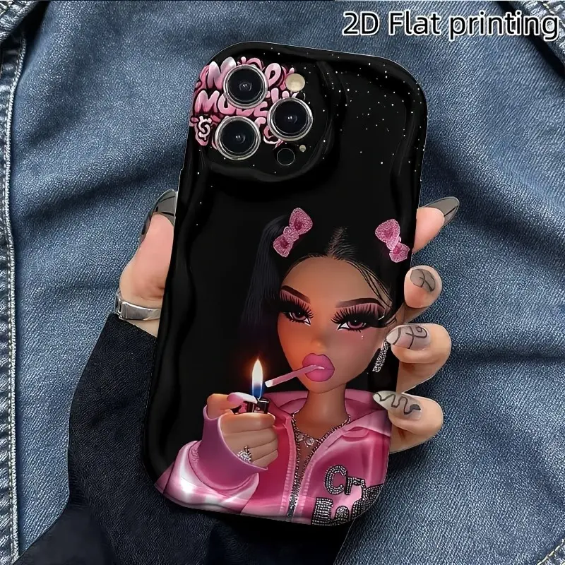 Funny cartoon character 2D pattern wavy border phone case, premium TPU, shockproof, anti-slip and wear-resistant, suitable for iPhone 17/16/15/14/13/12/11/X/XS/XSMAX, a holiday gift for friends, family, and yourself