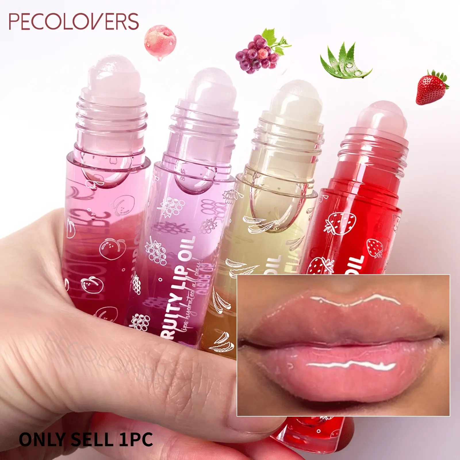 1PC Transparent Glossy Lip Gloss, Long-lasting Moisturizing and Anti-chapped, Fruity, Rolling Lip Oil Lip Gloss, Brightening Lip Color, Reducing Lip Lines, Stackable, Ideal for Daily Lip Care, Holiday Gift for Men and Women