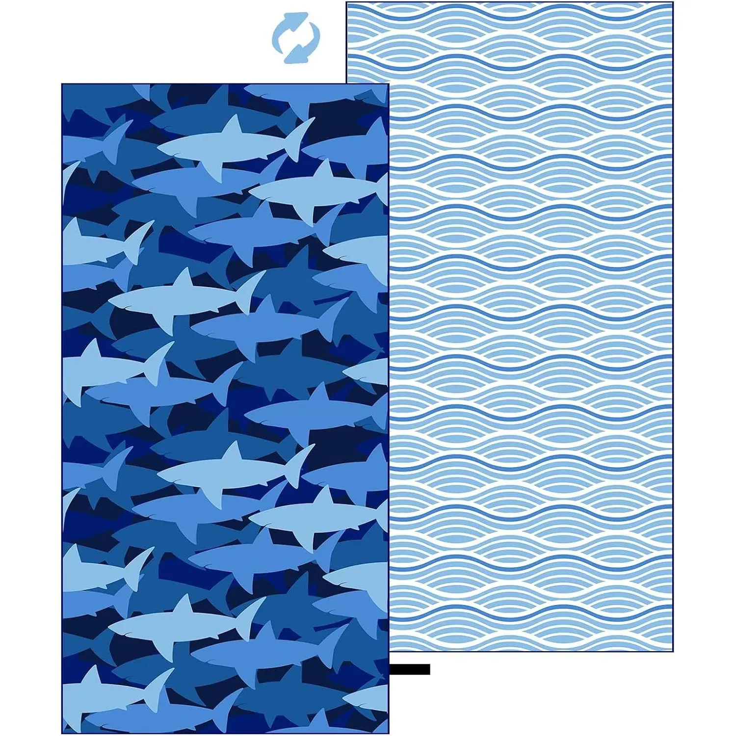Large Navy Blue Shark Microfiber Beach Towel - Sand Free, Quick Dry, Super Absorbent, Lightweight & Compact for Travel, Beach, Pool, Swim, Yoga, Camping, Kids(Gift)