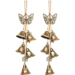 2PCS Witch Bells for Door Knob Protection,Witch Bells Door Hanger Pagan Bell,Hanging Witch Bell Wiccan Magic Wind Chimes for Home Protection(Butterfly Bell Set)