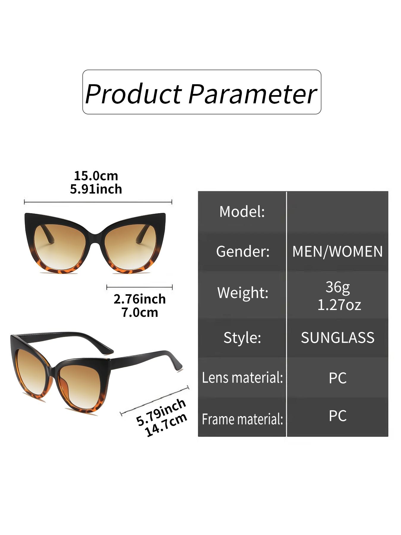 Unisex Simple Style Plain Color Leopard Pattern Cat Eye Sunglasses (1 Pair), Trendy Casual Sunglasses for Everyday Use, Fashion Accessories for Outdoor Activities