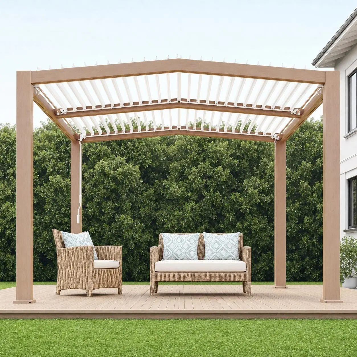 GARVEE Louvered Pergola 11 ft x 13 ft, Outdoor Pergola with Adjustable Louvered Roof, Reinforced Aluminum Frame, Integrated Drainage System, Hardtop Gazebo for Patio, Deck, Wood Grain