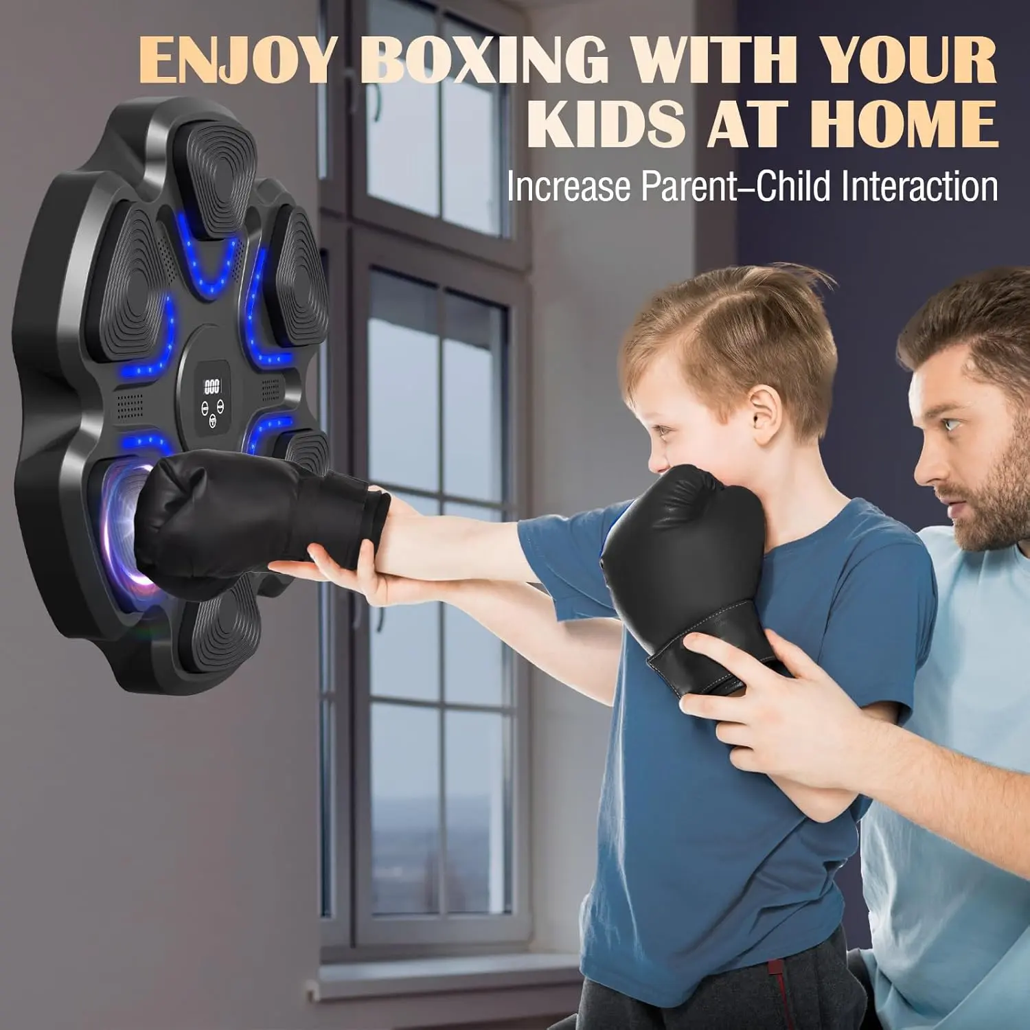 Smart Music Boxing Machine for Adults & Teenagers, Foldable Wall-Mounted Punching Trainer with Music Sync and 8 Adjustable Levels for Home Workouts & Gym Training, Wall Mount, Interactive, Boxing And Music Entertainment