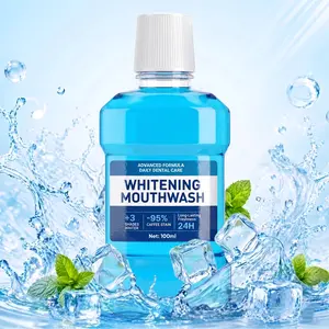 Stain Whitening Mouthwash, Fresh Breath Oral Rinse with Hydrogen Peroxide & Essential Oils, Daily Mouthwash for Clean Mouth Feel, Alcohol Free Oral Care, 100ml