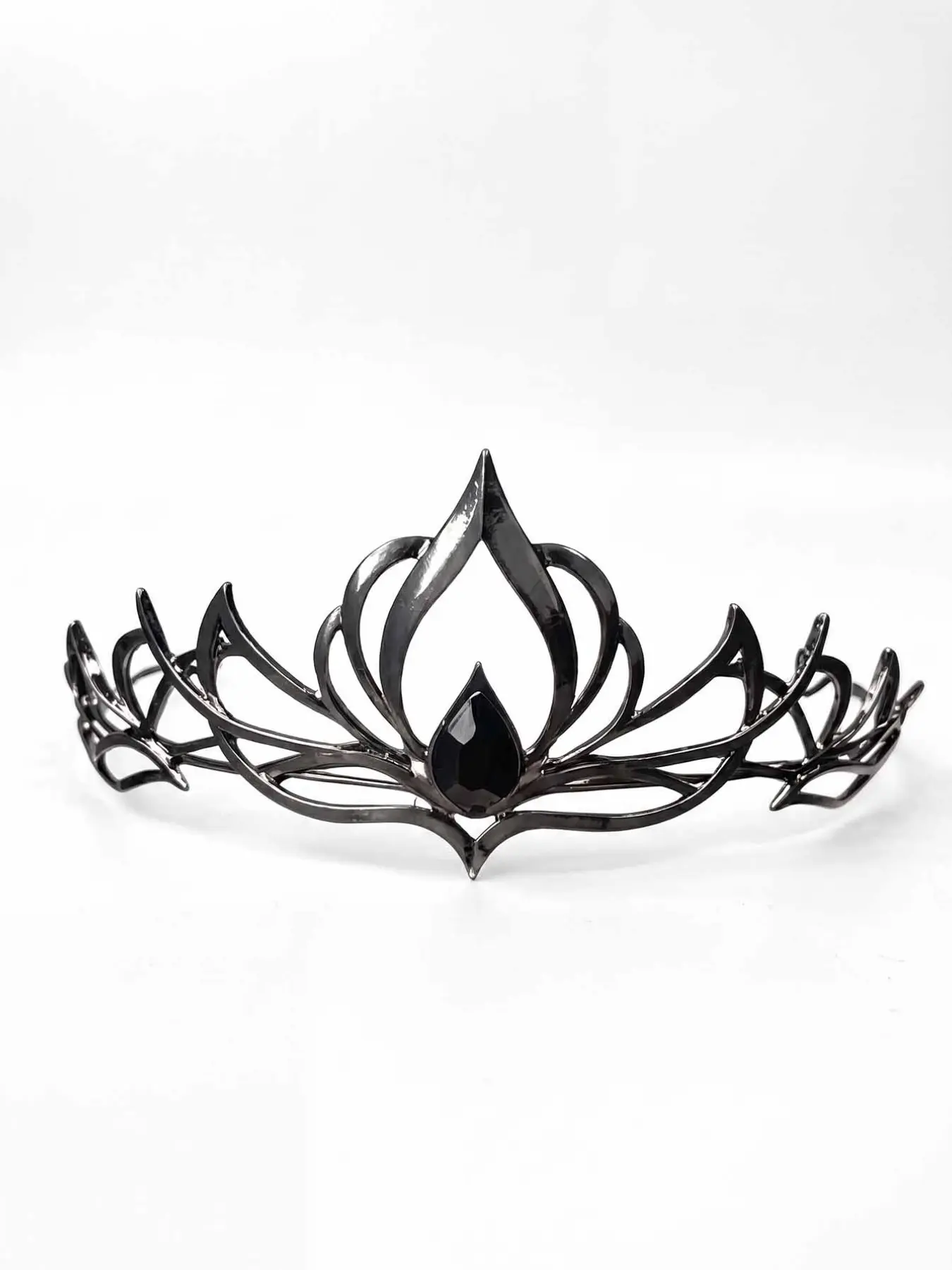 Gothic Crown with Teardrop Rhinestones, Dark Queen Style Costume Headpiece, Elegant Metal Hairband for Halloween, Cosplay, Wedding, Party