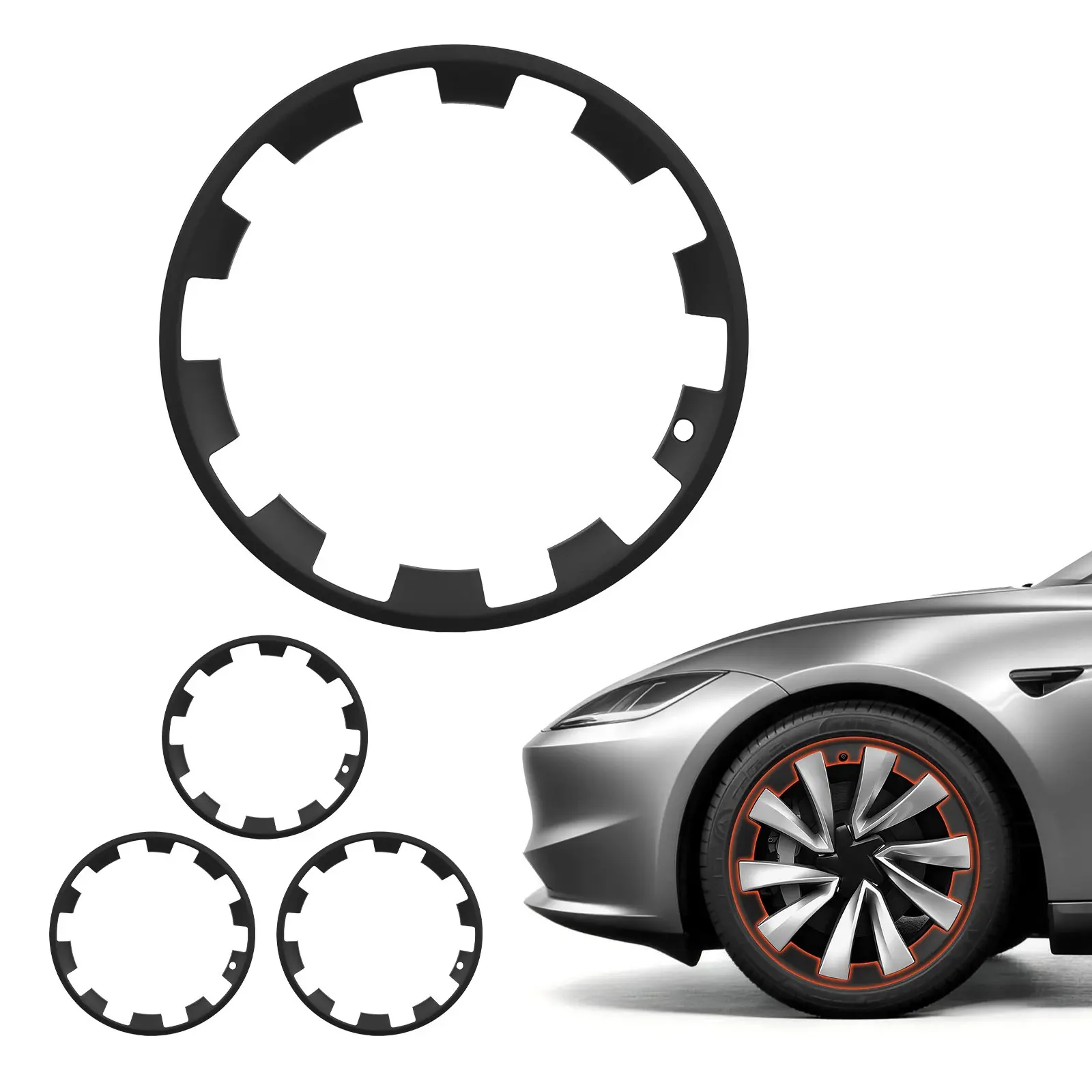 VEVOR Hubcaps Wheel Covers for 2025 Tesla Model Y, 20 Inch Set of 4 Wheel Rim Cover Hubcaps OEM Style Replacement, R20 Size Snap On Car Hub Caps, Premium Sturdy 10-Spoke ABS Tire Rim Caps, Matte Black