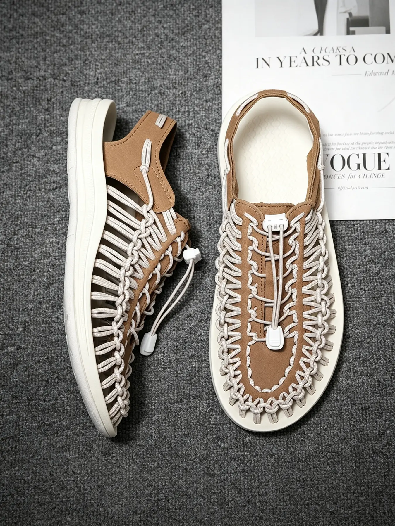 Men's Handwoven Rope Mesh Sports Casual Lightweight Breathable Sandals, Comfortable and Lightweight Fisherman Shoes, Ideal for Outdoor Activities and Summer Wear