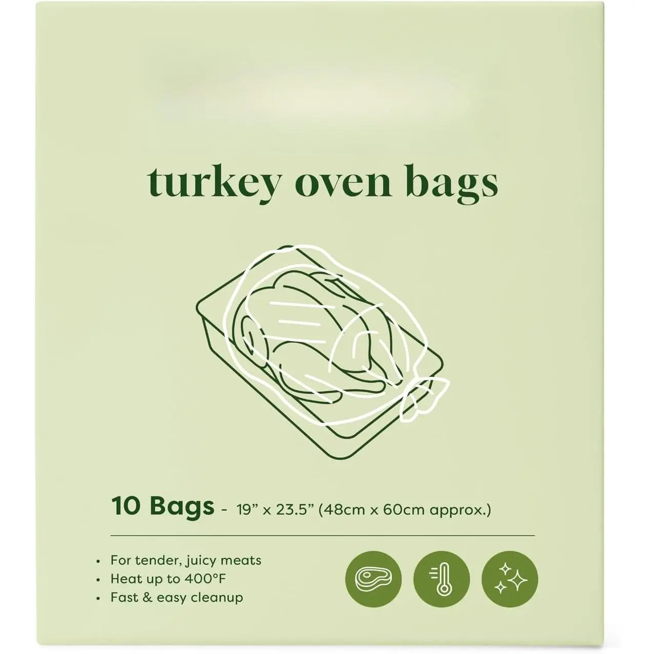 Multipurpose Turkey Oven Bags, Large Turkey Size | Holds Up to 24 Pounds, 10 Count, 19" x 23.5", Oven Cooking Bags for Roasting, Baking, Preserving, Harvest Storage, Odor Proof