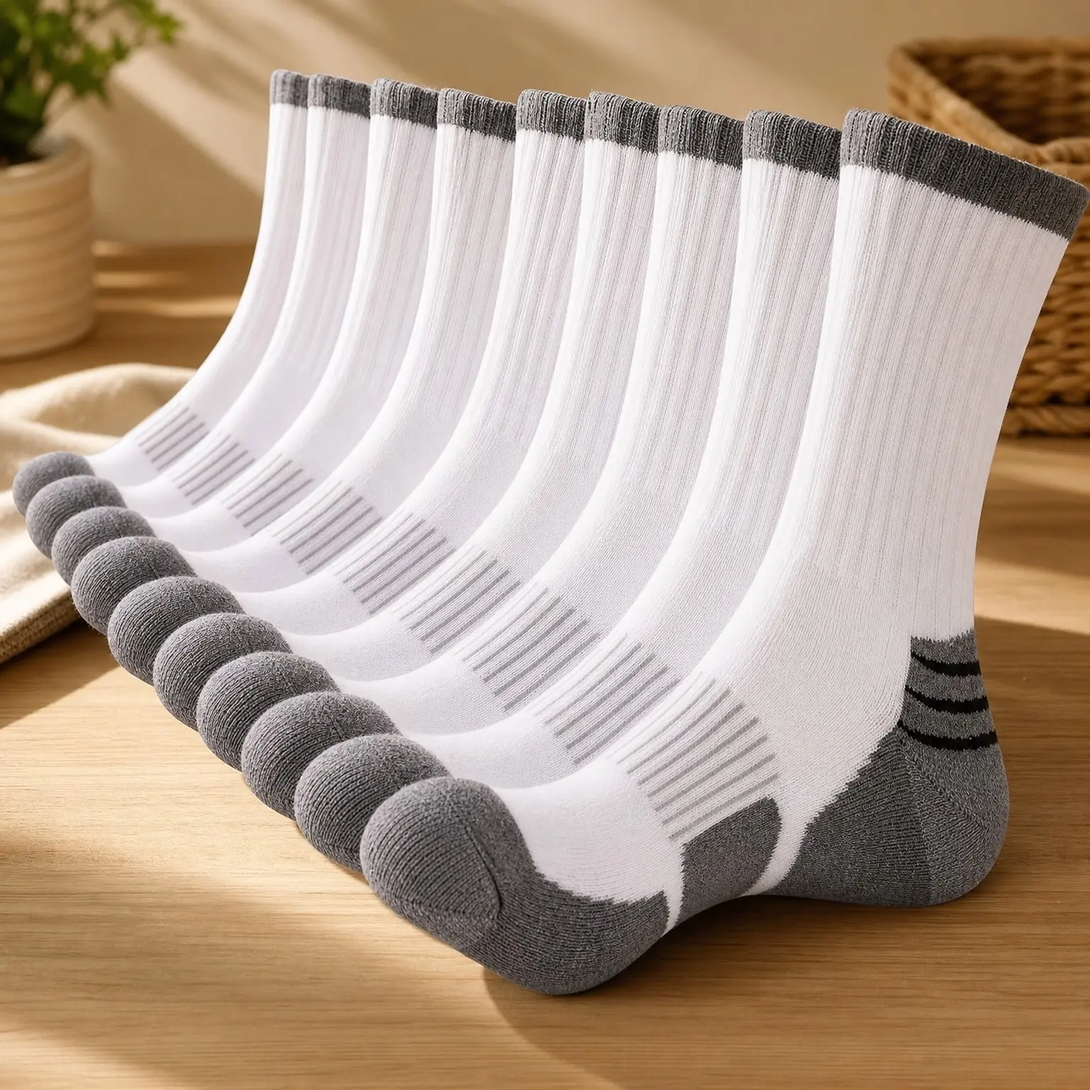 Men's Cotton Crew Socks - Moisture Wicking Cushioned Heavy Duty Work Boot Socks, 6 Pairs(Gift)