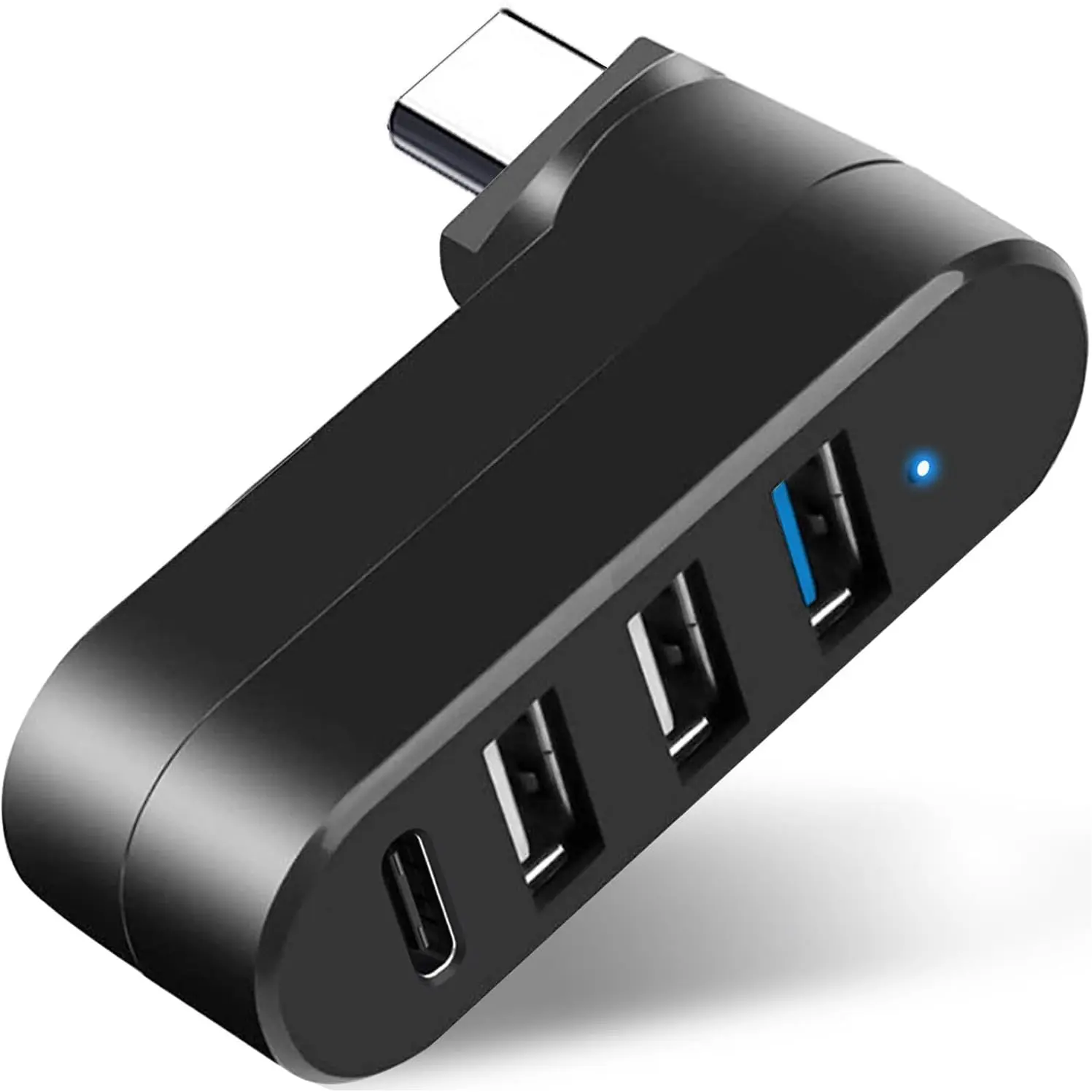 4-Port USB C Hub [90°/180°  Rotatable], USB C Adapter Splitter with PD-in 5W Port, USB Extender for MacBook, iMac, Surface, and  C Port Laptop(Not for )