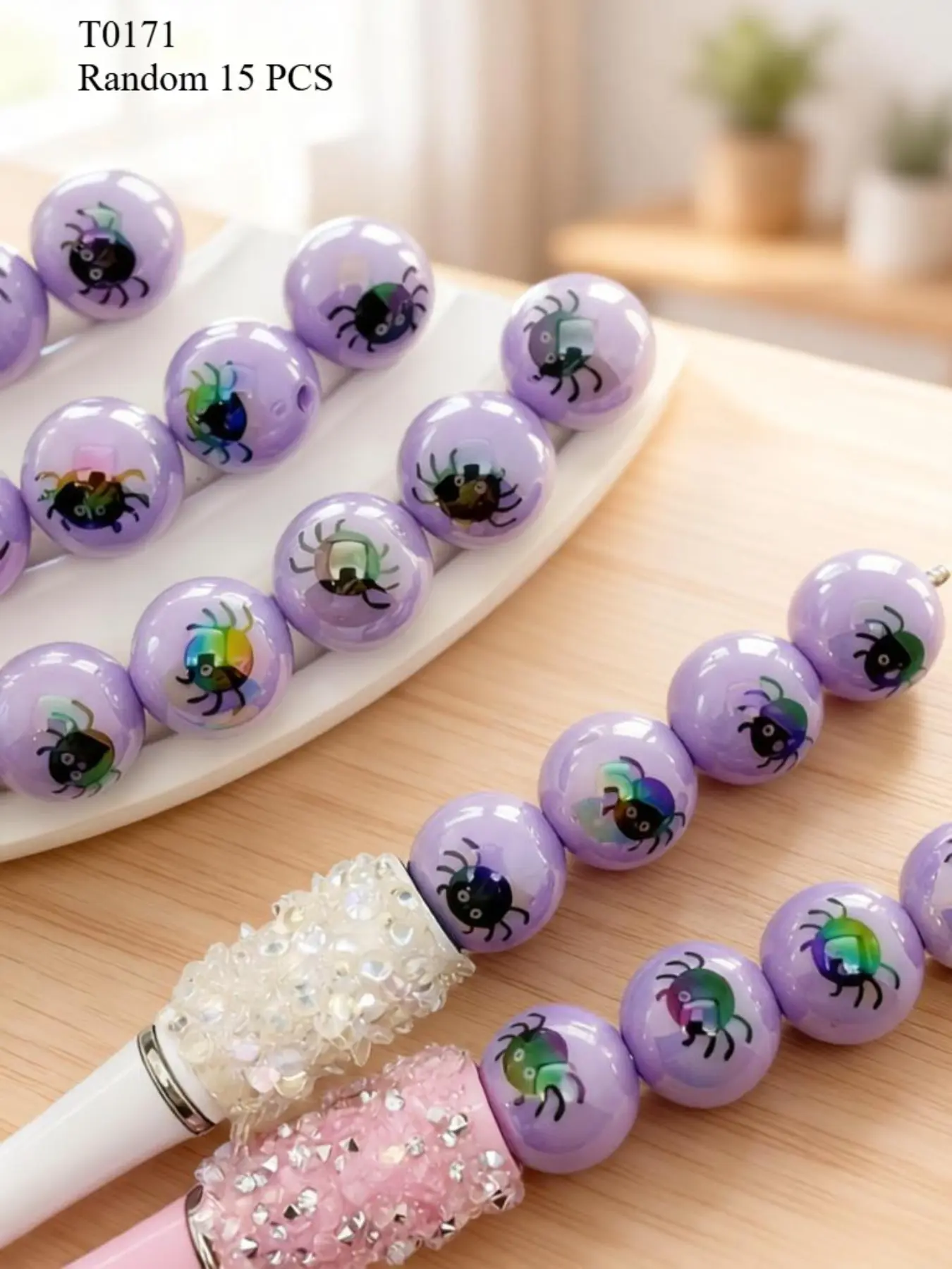 15 Acrylic 16mm Spider Beads, DIY Craft Supplies, Handmade Jewelry Making, Pen Charms, Keychains, Decorative Accessories