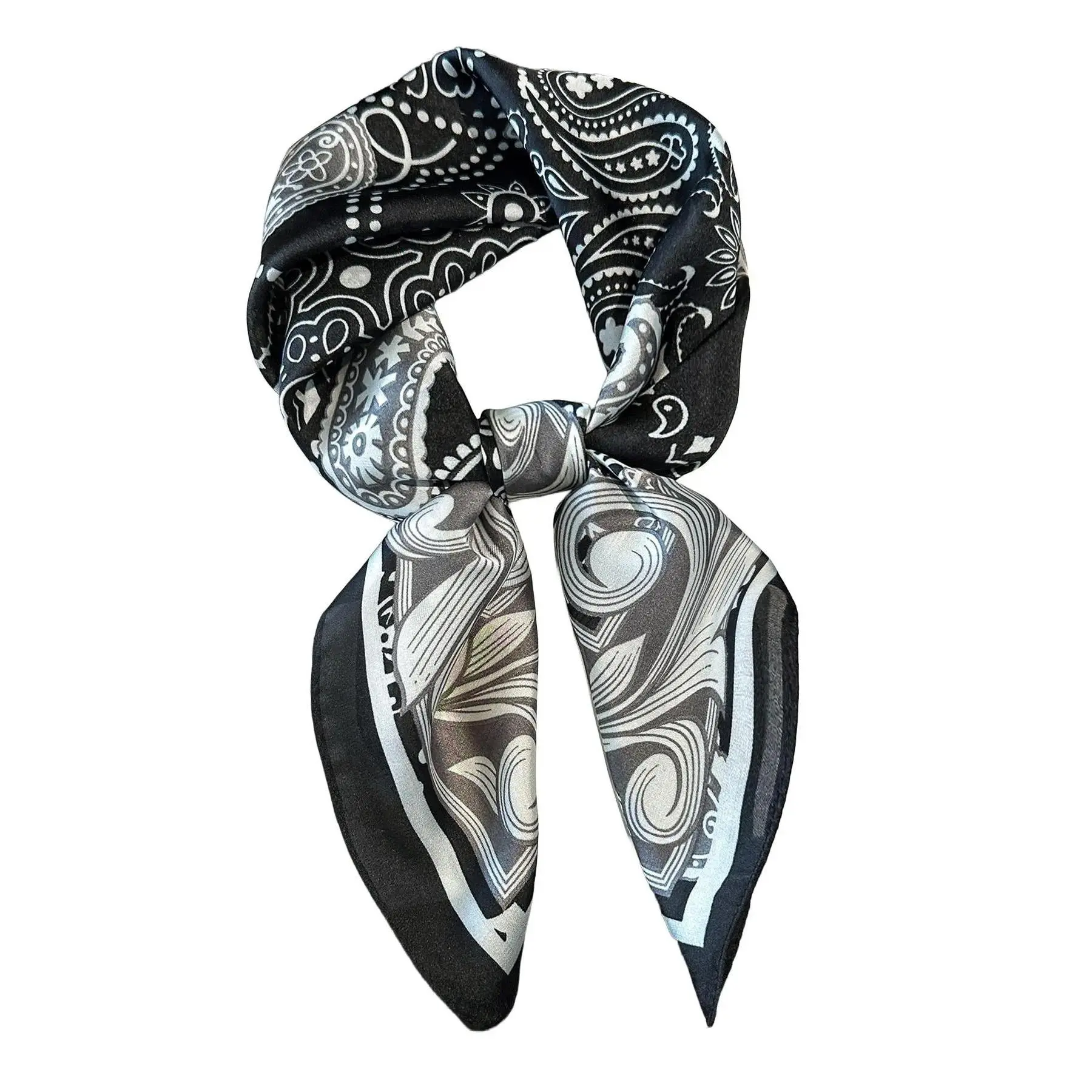 Paisley Silky Bandana Scarf – 27.6” Square Headscarf, Neck Scarf & Headband, Versatile Fashion Accessory for Men & Women
