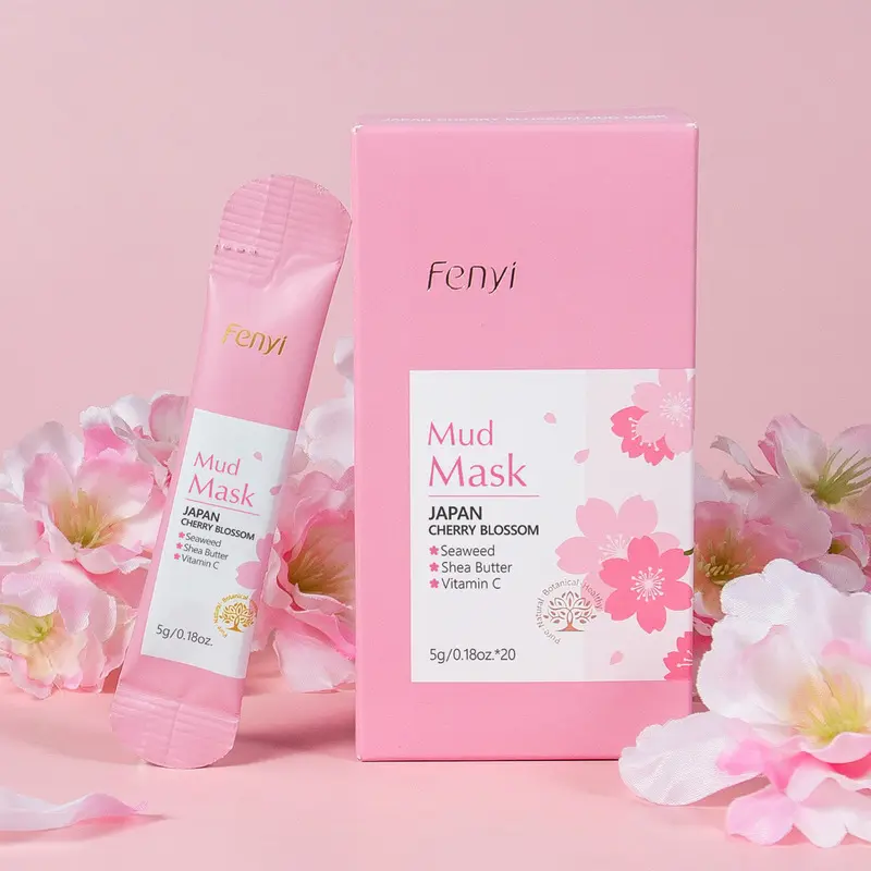5g*20PCS Cherry Blossom Mud Mask, Portable Gentle Cleansing Single-use Facial Mask*