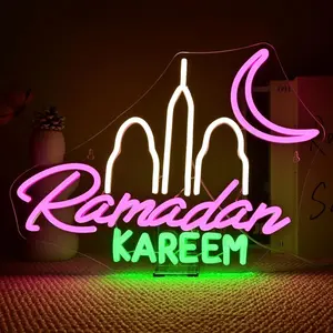 Ramadan Neon Light Sign Islamic LED Neon Light, Adjustable Brightness, Wall Decor for Muslim Home, Club, Party, Gift