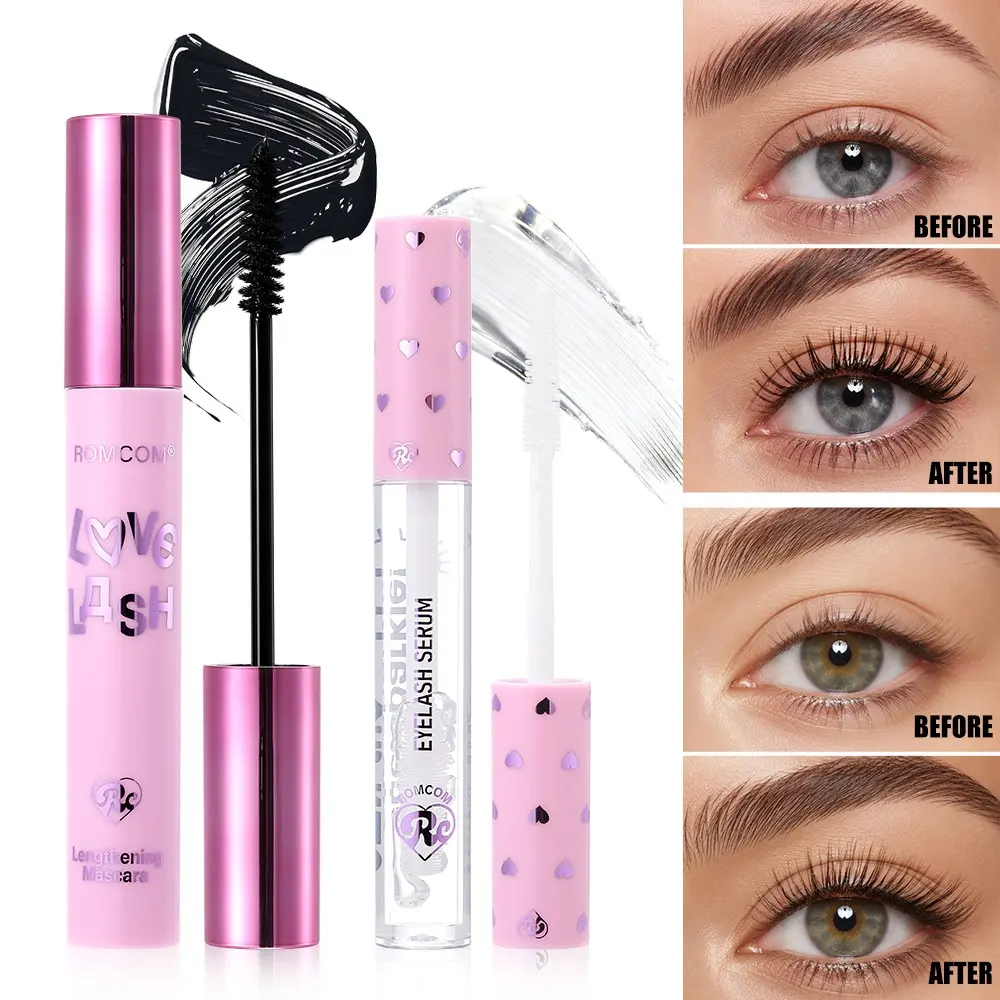 Volume Lash Mascara & Serum Set, Non-Irritating Waterproof Formula, Smudge-Free Long-Lasting Wear, 24-Hour Volumizing Effect