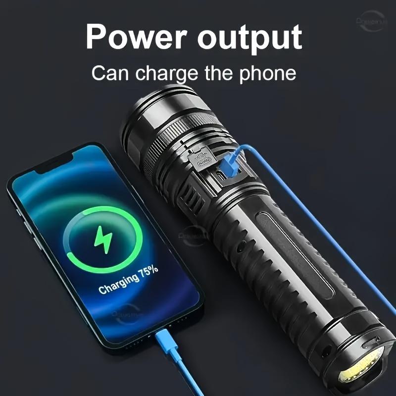 Flashlight, Ultra Bright, Adjustable Focus and Floodlight Modes, Five Lighting Modes, USB Charging and Reverse Charging, Aluminum Alloy Outdoor Flashlight, Suitable for Camping, Home Night Light, Hiking, Fishing