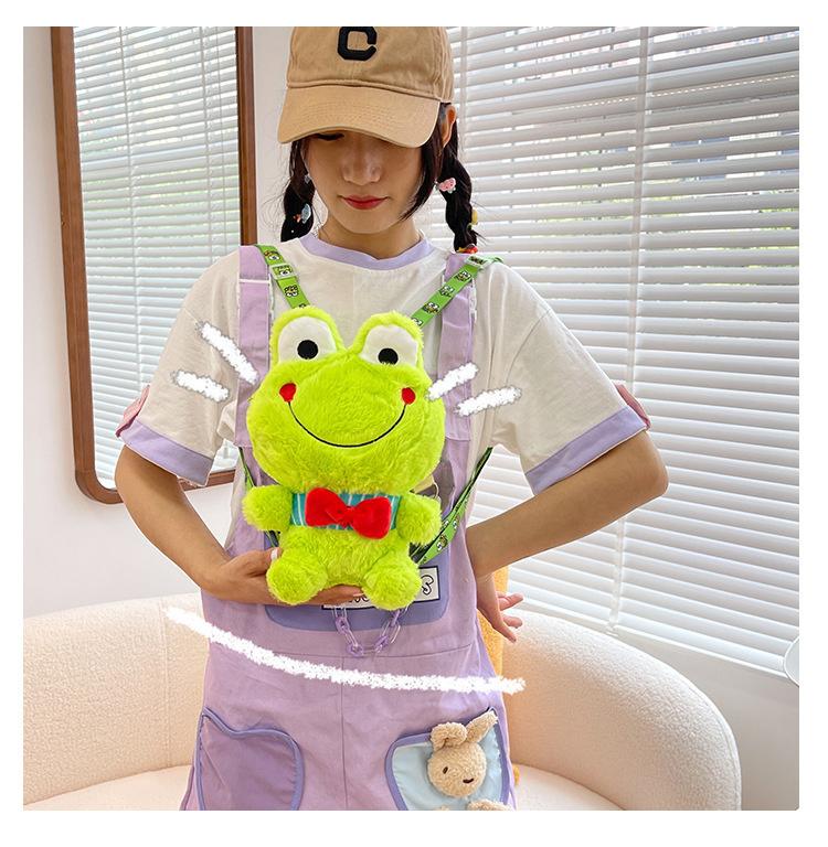 Y2K Korea Cute Cartoon Plush Frog Doll Backpack Anime Messenger Bags Personality Girls Shoulder Bag Kawaii Coin Purse Kids Gifts