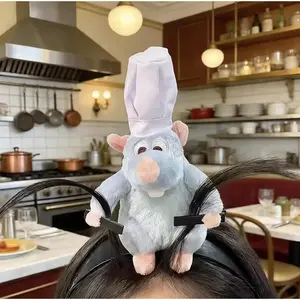 Creative Funny Ratatouille Cartoon Headband Cute Plush Mouse Doll Wide-brimmed Hair Clip Hair Accessories Headwear