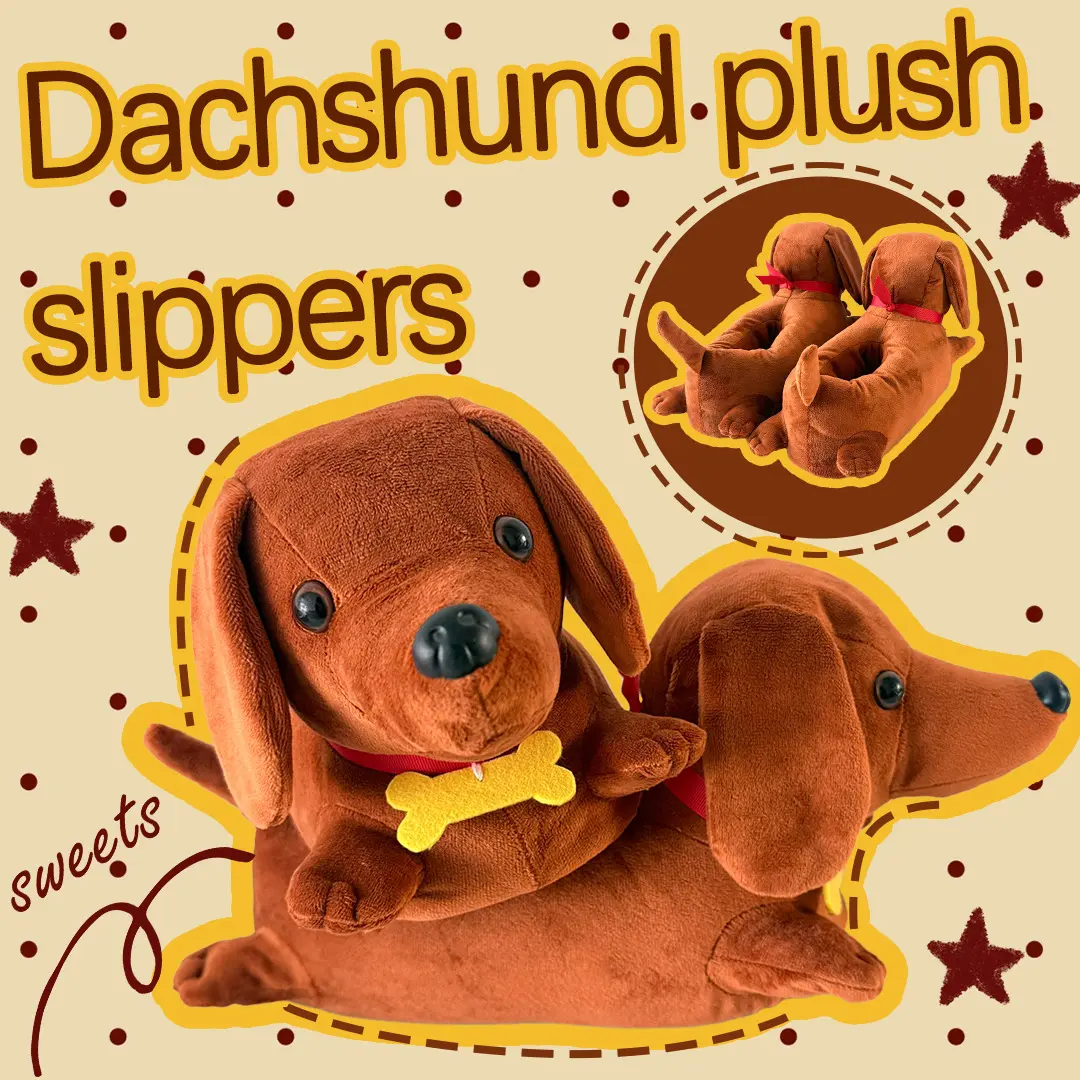 Cute Dachshund Plush Closed Toe fluffy House fashion Slippers Fur Slides Fuzzy Warm Full‑covered Indoor Footwear With Optional Christmas slippers Soft Anti‑slip Winter Home Shoes For Bedroom Rest Holiday Party Cosplay Gift Casual breathable Daily Wearing
