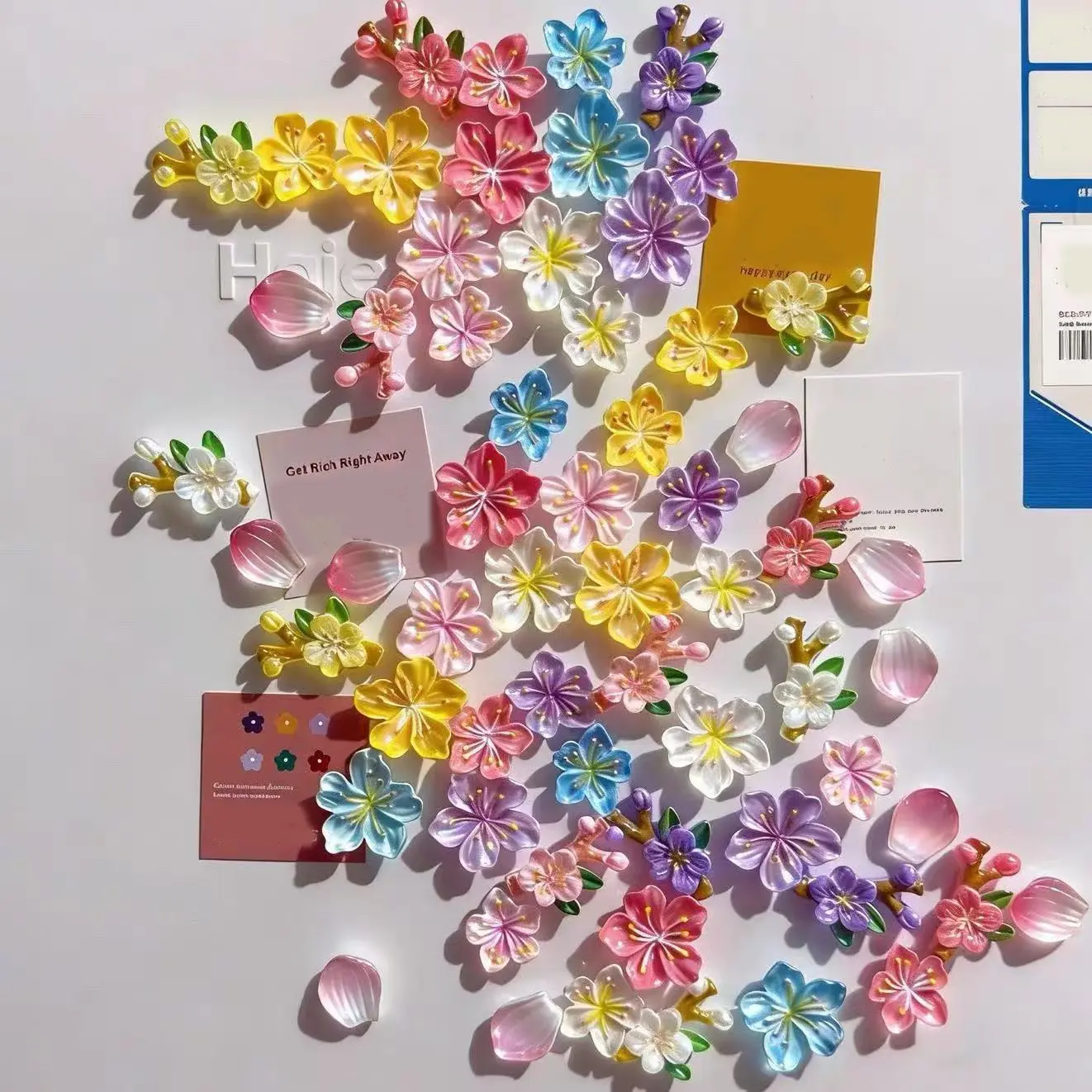 70 Pcs Peach Blossom 3D Magnetic Fridge Stickers, Creative Floral Decor for Door Holes, Whiteboard & Electric Bike Adhesive Magnets