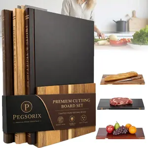 Book-Shaped Wooden Cutting Board Set, 3-Piece Decorative Kitchen, Meat & Cheese Boards, Acacia & Walnut Wood, Ideal Gift for Book Lovers