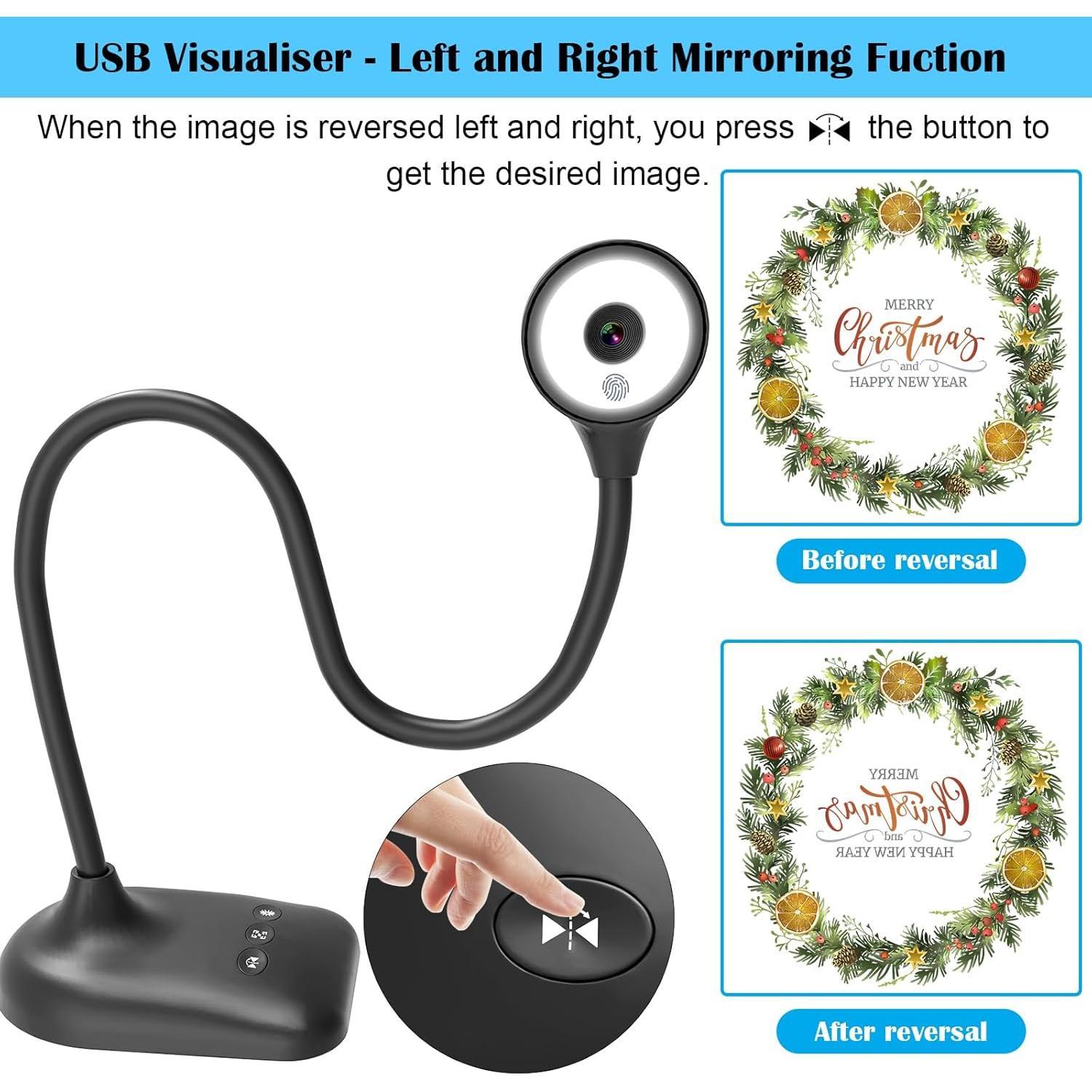 Document Camera for Teachers, Doc Camera, USB Visualizer with LED Light, Auto Focus, Image Invert, Fold, For  OS, Windows, Chromebook