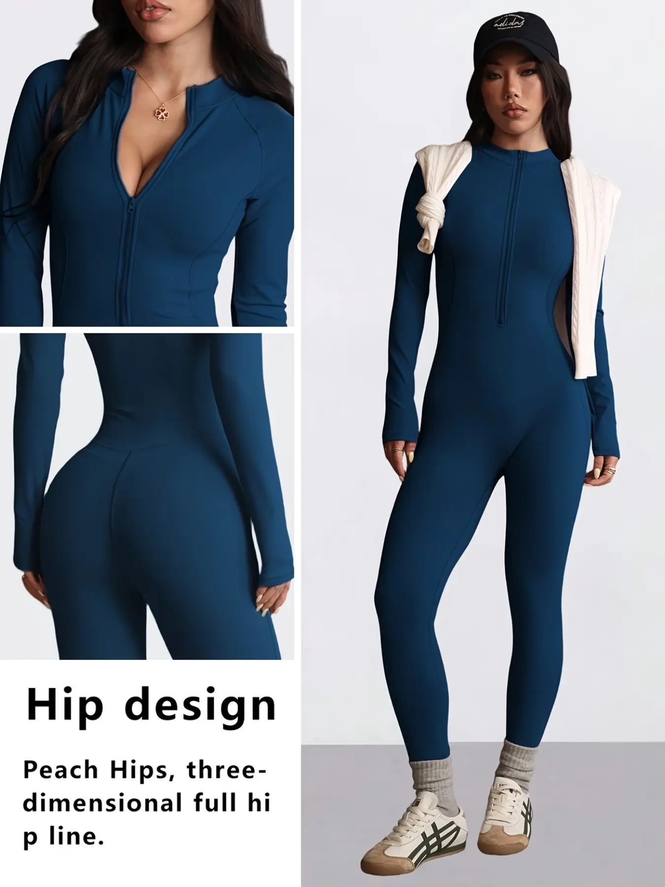 Women's Fall Winter Fleece Yoga Jumpsuit, Zipper Elegant Comfortable Sexy Slim Fit, Gym Workout, Outdoor Running, Butt Lifting, Leg Sculpting